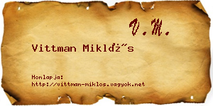 Vittman Miklós névjegykártya
